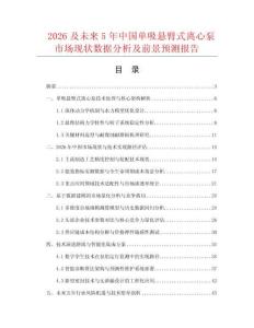 2026及未來5年中國單吸懸臂式離心泵市場現狀數據分析及前景預測報告