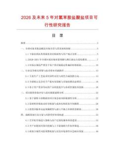 2026及未來5年對氯苯胺鹽酸鹽項目可行性研究報告