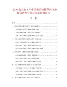 2026及未来5年中国表面漆稀释剂市场现状数据分析及前景预测报告