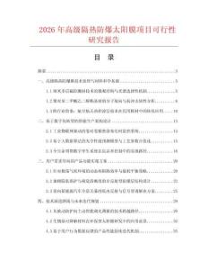 2026年高級隔熱防爆太陽膜項目可行性研究報告
