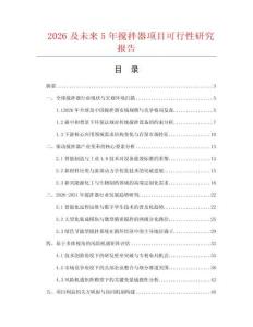 2026及未來5年攪拌器項目可行性研究報告