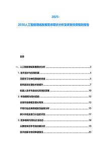 2025-2030人工智能領域發展需求現狀分析及研發投資規劃報告