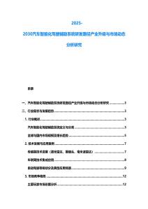 2025-2030汽车智能化驾驶辅助系统研发路径产业升级与市场动态分析研究