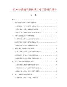 2026年漿液調節閥項目可行性研究報告
