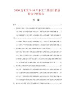 2026及未来5-10年木工工具项目投资价值分析报告