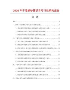 2026年干湿喷砂房项目可行性研究报告