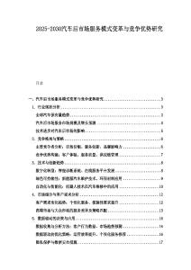 2025-2030汽車后市場服務模式變革與競爭優勢研究