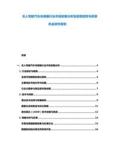 無人駕駛汽車傳感器行業市場發展分析及前景趨勢與投資機會研究報告