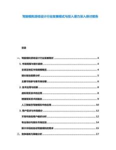 驾驶模拟游戏设计行业发展模式与投入潜力深入探讨报告
