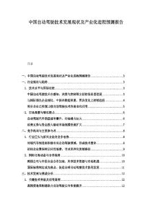 中国自动驾驶技术发展现状及产业化进程预测报告