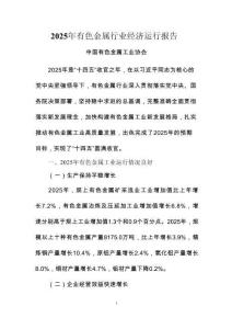 2025年有色金屬行業經濟運行報告
