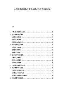 中國大數據服務行業商業模式與投資價值評估