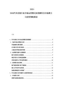 2025-2030汽車改裝行業市場運營模式深度解析及市場潛力與投資策略規劃