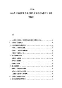 2025-2030人工智能行業(yè)市場分析及發(fā)展趨勢與投資前景研究報告