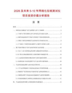 2026及未來5-10年網絡化在線測試儀項目投資價值分析報告