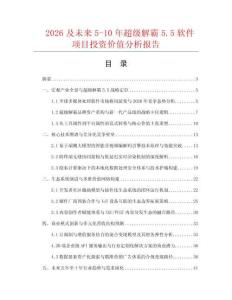 2026及未來5-10年超級解霸5.5軟件項目投資價值分析報告