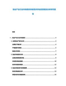 鉑業產業行業市場現狀供給需求評估投資規劃分析研究報告