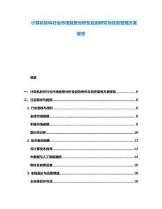 計算機軟件行業市場前景分析及趨勢研究與投資管理方案報告