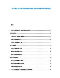 江山市生態農業產業園供需格局分析及資金引進計劃草案