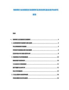 物聯網行業發展現狀深度解析及其投資機遇全面評估研究報告