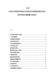 2025-2030汽車零部件檢修行業現狀技術革新服務模式競爭態勢審視合理配置分析報告