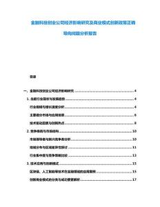 金融科技創業公司經濟影響研究及商業模式創新政策正確導向問題分析報告