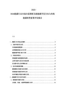 2025-2030能源行業市場全面調研及新能源開發方向與傳統能源轉型前景評估報告