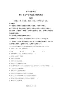 2025年廣東省佛山市禪城區中考一模物理試題（含答案）