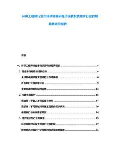 環保工程師行業市場供需調研經濟現狀投資需求行業發展趨勢研究報告