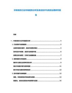 環保清洗行業市場趨勢分析及清潔技術與高效治理研究報告