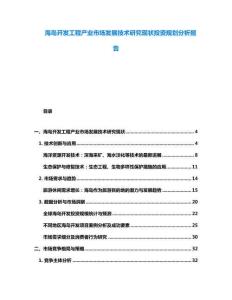 海島開發工程產業市場發展技術研究現狀投資規劃分析報告
