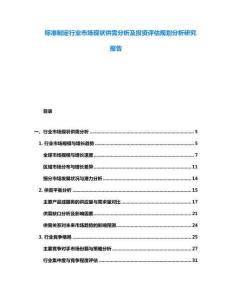 標準制定行業市場現狀供需分析及投資評估規劃分析研究報告