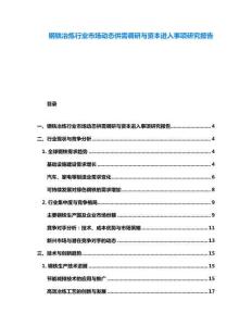 鋼鐵冶煉行業市場動態供需調研與資本進入事項研究報告