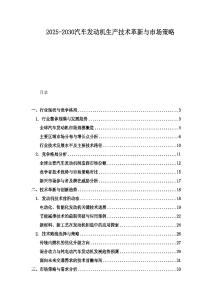 2025-2030汽車發(fā)動(dòng)機(jī)生產(chǎn)技術(shù)革新與市場(chǎng)策略