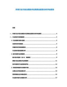 环保行业污染治理技术应用商业前景分析评估报告