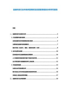 金融科技行業市場供需調研及投資前景規劃分析研究報告