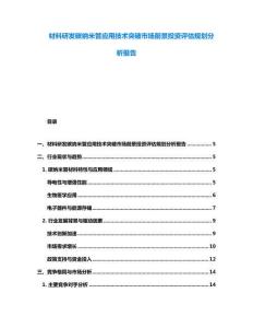 材料研發(fā)碳納米管應(yīng)用技術(shù)突破市場前景投資評估規(guī)劃分析報告