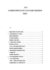 2025-2030能源互聯(lián)網(wǎng)技術(shù)應(yīng)用與分布式電源與智能調(diào)度研究報(bào)告