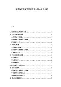 潤滑油行業融資渠道創新與資本運作分析
