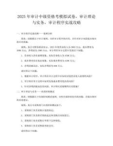 2025年審計中級資格考模擬試卷，審計理論與實務，審計程序實戰攻略