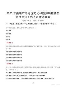 2025年曲靖市馬龍區文化和旅游局招聘公益性崗位工作人員考試真題