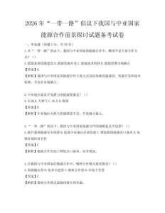 2026年“一带一路”倡议下我国与中亚国家能源合作前景探讨试题备考试卷