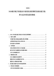 2025-2030航空航天制造業市場變化深度調研及商業航天趨勢與技術研發投資策略
