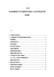 2025-2030能源城市節約設施制作檢測及工業經濟投放回報的戰略