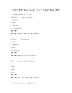 2025年初中英語詞匯及語法強化訓練試題
