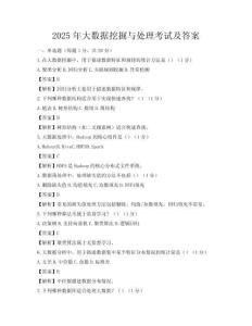 2025年大數據挖掘與處理考試及答案