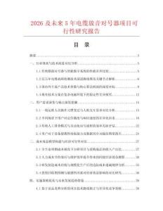 2026及未来5年电缆放音对号器项目可行性研究报告