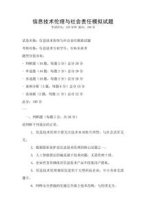 信息技术伦理与社会责任模拟试题
