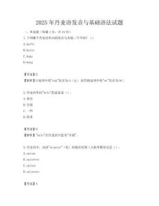 2025年丹麦语发音与基础语法试题