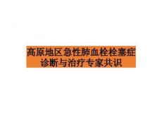 高原地區急性肺血栓栓塞癥診斷與治療專家共識